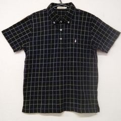 ハッシュパピー Hush Puppies ポロシャツ 半袖 ゴルフウェア 黒系 チェック柄 3つボタンメンズ AST6-11E