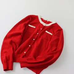 美品 2023SS 今季 CHILD WOMAN チャイルドウーマン ハイツイストコットンカーディガン F/レッド 赤 トップス 羽織り 【2400013377133】のサムネイル