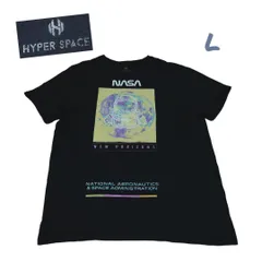 HYPER SPACE古着メンズプリントTシャツLブラック HH0472