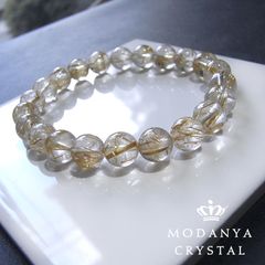 [beads574]ルチルクォーツ（クリアタイプ）8.7mm ブレスレット 22粒（天然石/ビーズ）