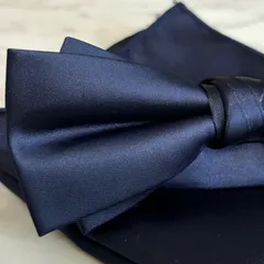 蝶ネクタイ 結婚式 二次会 ネイビー 紺色 ブルー系 挙式 メンズ ウエディング新郎 披露宴 お色直し 小物 ポケットチーフフォーマル ボウタイ