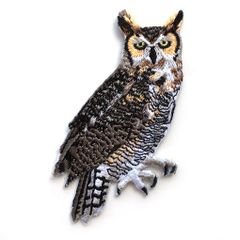 アップリケワッペン リアル ミミズク w-1473　ふくろう 梟 鳥 野鳥