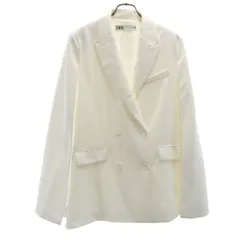 ZARA ザラ ケープ ジャケット M ホワイト ダブルブレスト レディース 古着
