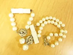 JILL STUART ジルスチュアート 【アクセサリー ２個セット】 ネックレス ブレスレット パール ビーズ フラワー リボン モチーフ ホワイト ゴールド