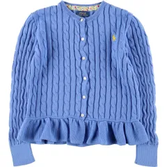 古着 ラルフローレン Ralph Lauren POLO RALPH LAUREN クロップド丈 ケーブル編み ペプラム コットンニットカーディガン/eaa572619