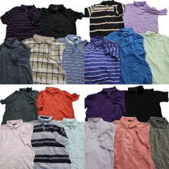 古着卸 まとめ売り ポロシャツ 20枚セット (メンズ L ) ボーダー チェック バナナリパブリック ジェークルー 中古 古着 MY4241