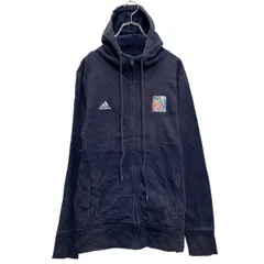 adidas ロゴスウェット パーカー アディダス レディース L ネイビー フルジップ FIFA 古着卸 アメリカ仕入 a610-7719
