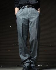 EURO VINTAGE Germany made striped trousers button-fly ユーロビンテージ ドイツ製 コールパンツ トラウザーズ グレー ボタンフライ W35