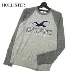 HOLLISTER ホリスター 通年 ロゴ刺繍★ ラグラン ニット セーター Sz.S　メンズ グレーのサムネイル