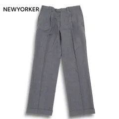 NEWYORKER ニューヨーカー 春夏★ ストライプ タック入り スラックス  パンツ Sz.A4 メンズ 灰 グレーのサムネイル