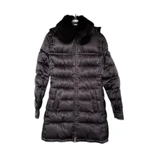 Z1554  PRADA プラダ  ダウンジャケット ダウンコート ブラック 黒 リアルファー フード アウター レディース42