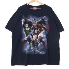 JUSTICE LEAGUE DC 코믹스 반소매 프린트 T 셔츠 남성 US-3XL 슈퍼맨 네이비 hsc-0208n