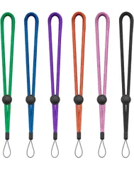 ★[YOUOWO] ハンドストラップ リストストラップ ショート ハンドストラップ落下防止 長さ調整可能 カメラ、携帯電話、鍵、USBメモリ、パスケース ブルー ゲームコントローラ・コンパクト・USBメモリ・マスコット・キー・ホイッスル用6個入り