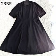 希少サイズ■美品■フォーマルワンピース ロングワンピース ブラックフォーマル レース襟 冠婚葬祭 23BR 7L 黒 ブラック レディース 日本製