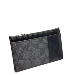 コーチ カードケース メンズ レディース COACH シグネチャー ジップ カードケース CV764 QBMI5 チャコール×ブラック