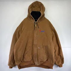 古着 カーハート Carhartt ワークジャケット アクティブジャケット ダック ワンポイントロゴ 中綿 大きいサイズ パーカー 4XL  ベージュ系 メンズ