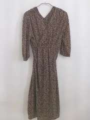 ◇ Simplicite 前後2way 総柄 カシュクール 七分袖 膝下丈 ワンピース ブラウン ブルー系 レディース P  【1212280010559】