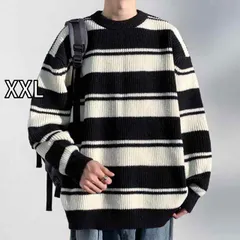 [XXL]メンズ ファッション 服 男性用 オシャレ シンプル 大人 かっこいい 大きいサイズ ストリート 紳士服 ストライプセーター 厚手 セーター ラウンドネック 長袖 セーター