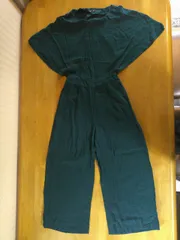 ZARA BASIC ザラベーシック オールインワン ワンピース ノースリーブ ワイドパンツ グリーン 深緑 EUR XS USA XS MEX 24