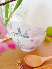 鳥獣戯画＊桜　丼ぶり( 小 ) ２個