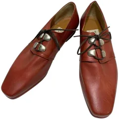 【極美品】イング (24.5) レースアップシューズ フラット パンプス チャンキーヒール 本革 レザー 希少