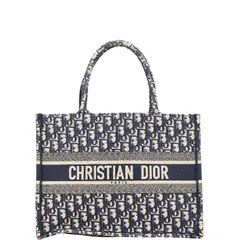 ディオール トロッター ブックトート ミディアム トートバッグ ハンドバッグ ネイビー アイボリー キャンバス レディース Dior【1-0218720】