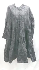 ◇ ⊇ Lace Ladies タック入り ティアード 長袖 ロング丈 ワンピース サイズF ブラック レディース E 【1502180049934】