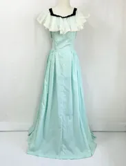 70s USA製 レース ベルベット ノースリーブ ウエストリボン ロング丈 フレアワンピース ドレス   ヴィンテージ 輸入古着 結婚式 ウエディング 二次会 2次会 演奏会 発表会 パーティー TALONジップ タロン【S44-403b】