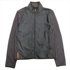 16ss プラダスポーツ PRADA SPORT ナイロン スウェット コンビ ジャケット ブルゾン ラバーロゴ スタンドカラー S ネイビー メンズ