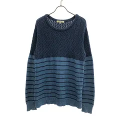 M2SQUARED エムツースクエアード ボーダー柄 長袖 ニット L ネイビー系 セーター レディース 古着