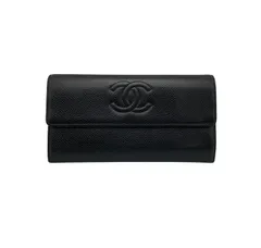CHANEL シャネル キャビアスキン ココマーク 長財布 ブラック 中古 D4