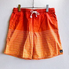クイックシルバー QUIKSILVER ショートパンツ ハーフパンツ 水着 ボーダー  グラデーション ロゴ刺繍 スイムウェア サーフブランド 綿100 コットン cotton