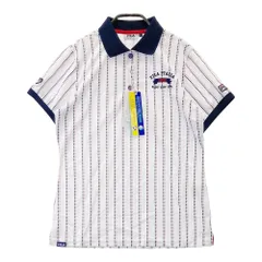 サイズ：L FILA GOLF フィラゴルフ ML5IL646 半袖ポロシャツ ストライプ柄 ホワイト系 [240101497576] ゴルフウェア レディース ストスト