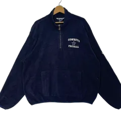 Champion/チャンピオン 90年代/90’sフリース プルオーバー ハーフジップ アメフト ダラス・カウボーイチーム 長袖 ワンポイント刺繡 オーバーサイズ ビッグシルエット SRILANKA製 XLサイズ ネイビー