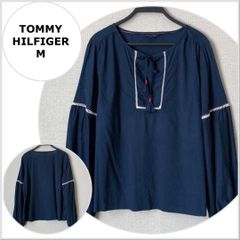 A0329【美品♪】TOMMY HILFIGER チロリアンブラウス　ネイビー