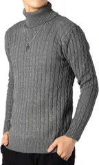 BENQUE(ベンケ) チクチクしない ニット セーター メンズ タートルネック タートルニット カジュアル 長袖 ロング 秋 冬 メンズ冬服おしゃれ メンズセーター(ダークグレー,  M (日本サイズS))