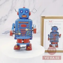 【新品未使用】懐かしの時計仕掛けドラミングロボット - ヴィンテージ80年代風ブリキ製ゼンマイおもちゃ#3658のサムネイル
