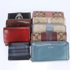 コーチ まとめ 9点 セット シグネチャー レザー 長財布 二つ折り コンパクト ウォレット ラウンドファスナー レディース EUE CC5-6【中古】