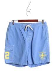 【お得なクーポン配布中!】 00s ポロ ラルフローレン コットン ショートパンツ メンズ S / オールド サーフ スイム ショーツ 短パン 水陸両用 インナー付き 海パン 青