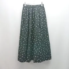 ◇ THOMAS MAGPIE ウエストゴム 裏地 サイドジップ ドット柄 膝丈 フレア スカート サイズ36 ブラック レディース E 【1310050033965】