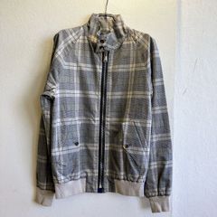 ユナイテッドアローズ UNITED ARROWS ブルゾン アウター チェック柄 ハイネック スイングトップ ジップアップ 厚手 イタリア製 グレー