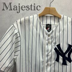 Majestic マジェスティック NEW YORK YANKEES ニューヨーク ヤンキース 田中将大 ユニフォーム レプリカ ゲームシャツ 半袖 シャツ M ストライプ ホワイト ブルー MLB メジャーリーグ  野球 タグ付き メンズ
