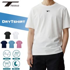 THESEUS 半袖シャツ ホワイト ロゴ ブラック ドライＴシャツ メッシュ 吸汗速乾 DryTshirt WHITE Logo BLACK TB71