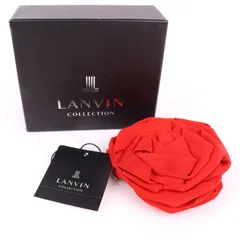 ランバン ブローチ 未使用 フラワーモチーフ ハンドメイド ブランド 雑貨 レディース レッド LANVIN 【中古】