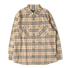 BURBERRY BLACK LABEL バーバリー ブラックレーベル シャツ サイズ:3 / ノバチェック フランネル シャツ / MADE IN JAPAN / ベージュ / 日本製 / トップス カジュアルシャツ 長袖【メンズ】【中古】