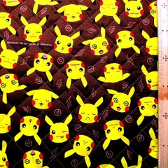 約106cm×40cm　kq-6165 ポケットモンスター（ ポケモン ) （ 茶系 ) 　キルティング 生地 キルト生地 布 女の子