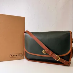 稀少カラー✨Cランク   COACH　オールドコーチ　Vintage Coach　ショルダーバッグ　bag　ターンロック　レザー　グラブタンレザー　グリーン 　ユニセックス　　「74EL」