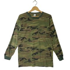 80s〜90s Hanes USA製タイガーカモサーマル ロンT L迷彩ワッフル