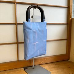 木手手提げ　絽　水色系　合切袋　手提げ　お祭り　お神輿