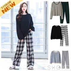 パジャマ レディース ルームウェア 丸首 プルオーバー 長袖 上下セット ポケット付き 部屋着 カジュアル 秋 冬 長ズボン ウエストゴム シンプル hannaguo01